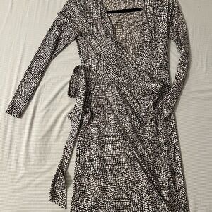 Black and White Snake Print Wrap Dress